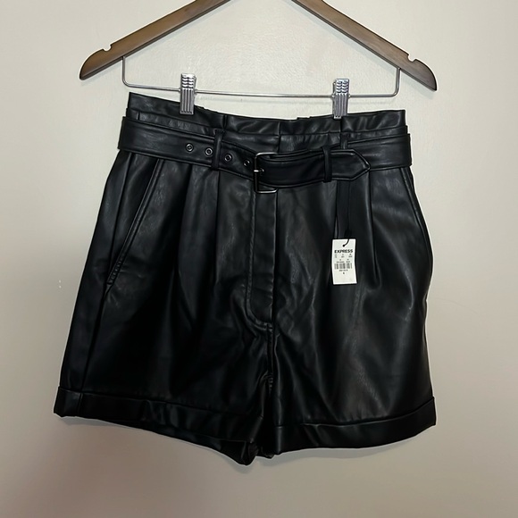 Women's High Waist Faux Leather Shorts - Stretchy Slim Fit, No Pockets, Club & Night Out Wear